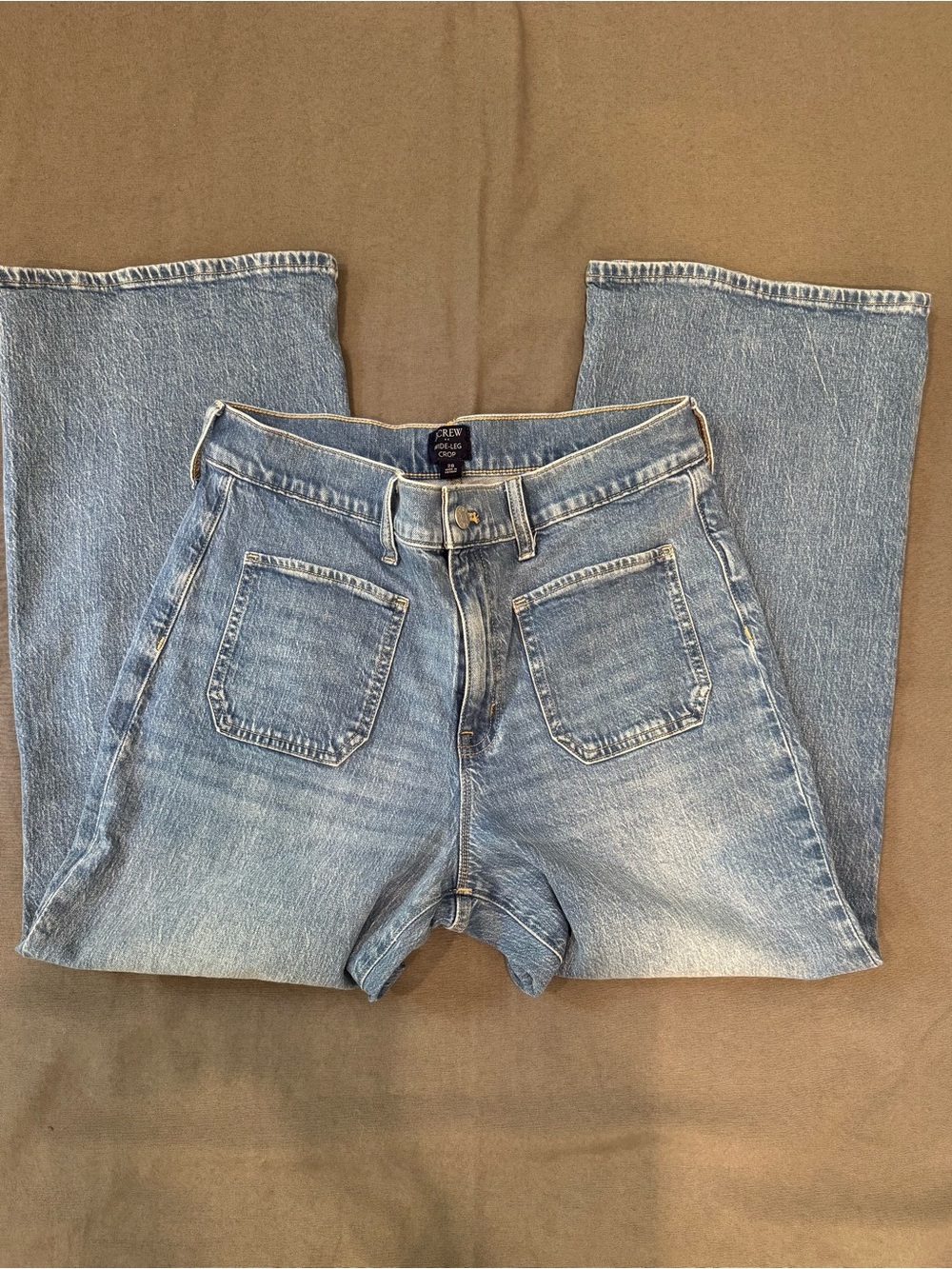 J.Crew Women's Wide Leg Crop Jeans Size 28 Regular Blue Wash Cottage Casual Boho
